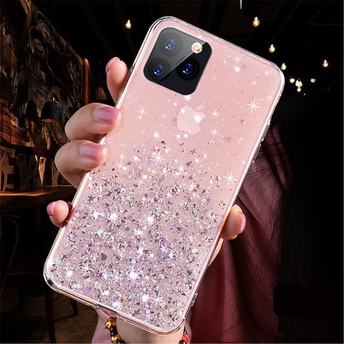 Handy Hülle Handyhüllen Für iPhone 15 14 Pro Max Plus 13 12 11 Pro Max Mini Rückseite Kristallklar für Frauen Mädchen Bling Glitzer glänzend TPU Image