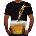 Herren T Shirt T-Shirt Tee Graphic 3D Beer Rundhals Schwarz Pink Rot Gold 3D Print Plus Size Ausgehen Wochenende Kurzarm Kleidung Kleidung Basic Bequem Groß und