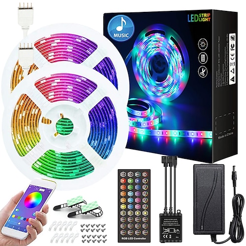 20m 15m 10m led streifen licht wasserdicht rgb bluetooth app steuerung musik sync 5050 smd farbwechsel hintergrundbeleuchtung home party dekoration Image