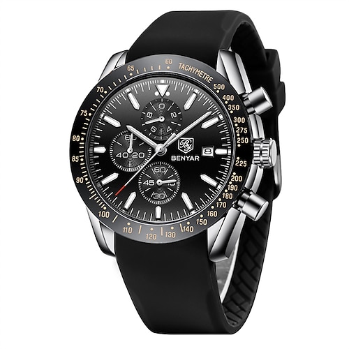 Herren Quarzuhren Chronograph Analog Quarz Bewegung Stilvolle Sport Designer Armbanduhr 30M Wasserdicht Elegantes Geschenkuhr für Männer Image