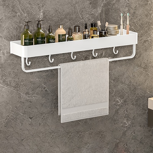 Badablage Aluminium, Duschregal Badezimmerregale Wandmontage, Duschablage Duschkorb, Badezimmer Küche Badezimmer Hardware, Weiß Image