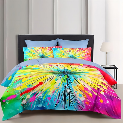 Bettbezug-Set mit floralem Dopamin-Farbmuster, Bettdecken-Set, weiches 3-teiliges Luxus-Baumwoll-Bettwäsche-Set, Heimdekoration, Geschenk, King-Size-Bett, volle Größe Image