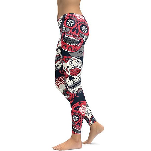 Retro Vintage Punk Gothic 1970er Leggings Trainingshose Totenkopf Schädel Kostüm Damen Halloween Karneval Maskerade Party / Abend Junggesellinnenabschiedsparty Erwachsene Hose Image