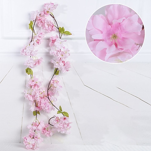 Sakura-Rattan-Simulationsblume, Seidenblumenform, Hochzeitsdekoration, Dekoration für Zuhause, künstliche Blumen für Hochzeit, Bogen, Garten, Wand, Zuhause, Party, Hotel, Büro, Dekoration Image
