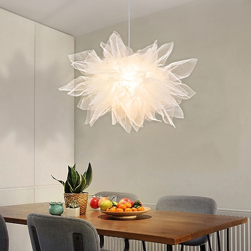 led pendelleuchte weiß mesh kronleuchter moderne pendelleuchte hochzeitszimmer wohnzimmer mädchenzimmer schlafzimmer kronleuchter persönlichkeit kreative romantische beleuchtung Image