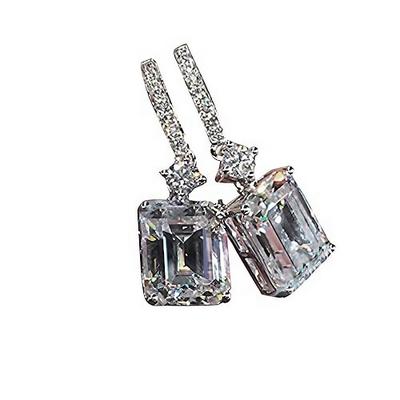 925 Sterling Silber Ohrring-Sets für Frauen, rechteckiger Kristall-Ohrring, rhodinierte Zirkonia-Ohrringe Image