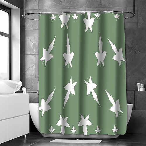 Salbeigrüner Duschvorhang mit Haken Wasserfest 200 cm hoch duschvorhang waschbar für Badezimmer Innenfutter Baddekoration Strukturiertem Stoff Duschvorhang-Sets Maschinenwaschbar Image