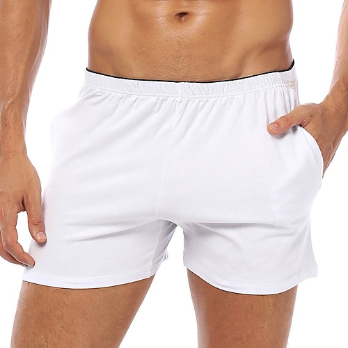 Herren Sweatshorts Kurze Hose Unterwäsche Shorts Einfarbig Atmungsaktiv Weich Kurz Heim Täglich Basic Brautkleider schlicht Schlank Schwarz Weiß Mikro-elastisch Image