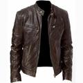 Herren Jacke Lederjacke Kunstlederjacke Motorrad Jacke Motorradjacke Täglich Tragen Sie, um zu arbeiten warm Regendicht Herbst Feste Farbe Ständer Standard Schwarz Braun Jacken