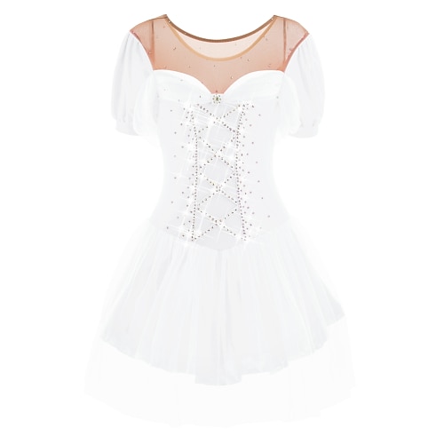 Eiskunstlaufkleid Damen Mädchen Eislaufen Kleider Austattungen Milchweiß Dunkelrot Gelb Gelb Spandex Hochelastisch Wettbewerb Eiskunstlaufkleidung Eislaufen Eiskundstlauf Image