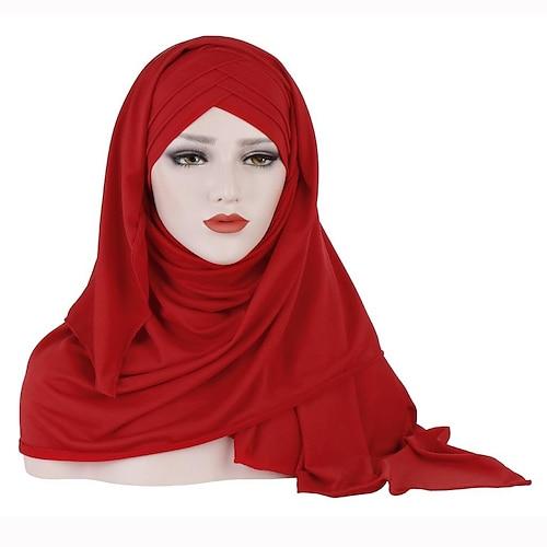 Damen Hijab-Schals Schal wickeln Religiös arabisch Muslim Ramadan Einfarbig Erwachsene Kopfbedeckung