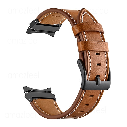 Uhrenarmband für Samsung Galaxy Watch 7/6/5/4 40/44mm, Watch 5 Pro 45mm, Watch 6 Classic 43/47mm, Watch 4 Classic 42/46mm Echtes Leder Ersatz Gurt Verstellbar Atmungsaktiv Stoßresistent Armband Image