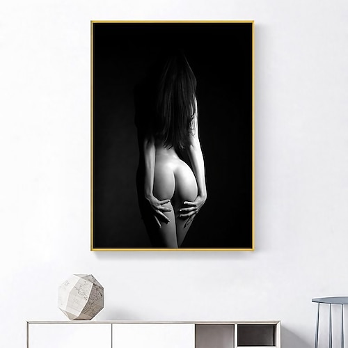 Menschen Wandkunst Leinwand schwarz und weiß sexy Frau zurück Posterdrucke und Poster Bilder dekorative Stoffmalerei für Wohnzimmer Bilder ohne Rahmen Image