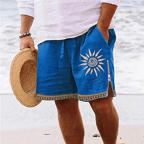 Herren Sonne Grafikdrucke Badehosen Badeshorts Boardshorts Mittlere Taille Streetwear Hawaiianisch Designer Lässig Täglich Ferien Reißverschluss Tasche Elastischer Bund Designer Bekleidung Image