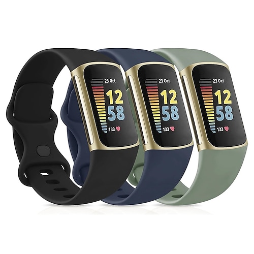 4 Packung 3 Pack 2er Pack Smartwatch-Band Kompatibel mit Fitbit Charge 5 Silikon Smartwatch Gurt Verstellbar Sportarmband Ersatz Armband Image
