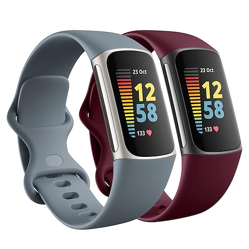 4 Packung 3 Pack 2er Pack Smartwatch-Band Kompatibel mit Fitbit Charge 5 Silikon Smartwatch Gurt Verstellbar Sportarmband Ersatz Armband Image