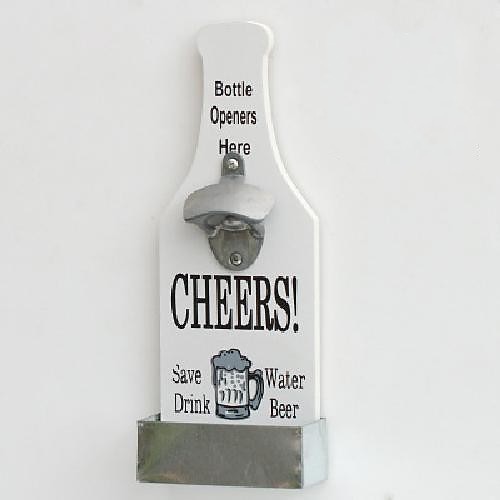1pc retro holz flasche opener wand montiert hängen bier opener bar werkzeuge legierung galvanik prozess bar cafe wand dekoration Image