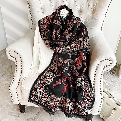 Damen Schals für Damen Outdoor Alltagskleidung Festtage Wein Rot Rosa Schal Blumen Image