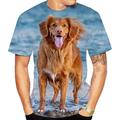 Tier Hund Golden Retriever T-Shirt-Ärmel Anime Grafik T-shirt Für Paar Herren Damen Erwachsene 3D-Druck Casual