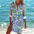 Hawaiihemd Damen Hemd Bluse Paisley-Muster Casual Festtage Strand Taste Bedruckt Rosa Langarm Urlaub Hawaiianisch Strand Design Hemdkragen Frühling Herbst