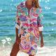 Hawaiihemd Damen Hemd Bluse Paisley-Muster Casual Festtage Strand Taste Bedruckt Rosa Langarm Urlaub Hawaiianisch Strand Design Hemdkragen Frühling Herbst