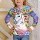 Kinder Mädchen T-Shirt Langarm Einhorn 3D-Druck Tier Druck Purpur Kinder Oberteile Herbst Aktiv Grundlegend Schulanfang Normal Sport Zurück zur Schule Normale Passform 4-12 Jahre