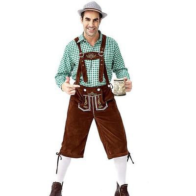 Karneval Oktoberfestbier Kostüm Bluse / Hemd Partykostüm Lederhosen Bayerisch Bayerisch Deutsch München Wiesn Herren Stoff im traditionellen Stil Bluse Hose Image