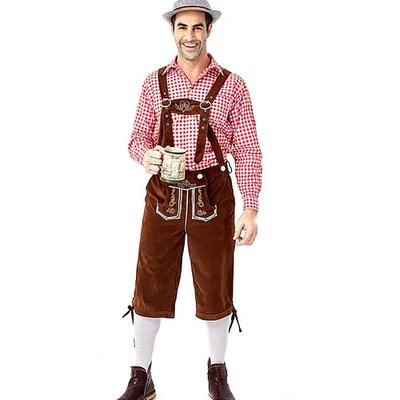 Karneval Oktoberfestbier Kostüm Bluse / Hemd Partykostüm Lederhosen Bayerisch Bayerisch Deutsch München Wiesn Herren Stoff im traditionellen Stil Bluse Hose Image