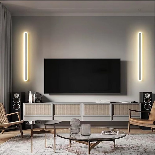 Lightinthebox minimalistische lange Wandleuchte, 40 cm/60 cm moderne LED-Hintergrund-Wandleuchte für Wohnzimmer, Schlafzimmer, Nachttisch, Innenwandleuchte aus Aluminium Image