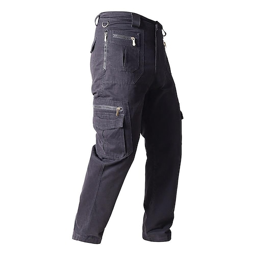 Herren Cargohose Cargohosen Cargohose Taktische Hose Arbeitshose Tasche mit Reißverschluss Multi Pocket Gerade geschnitten Feste Farbe Draussen In voller Länge Täglich Stilvoll Schwarz Kaki Image