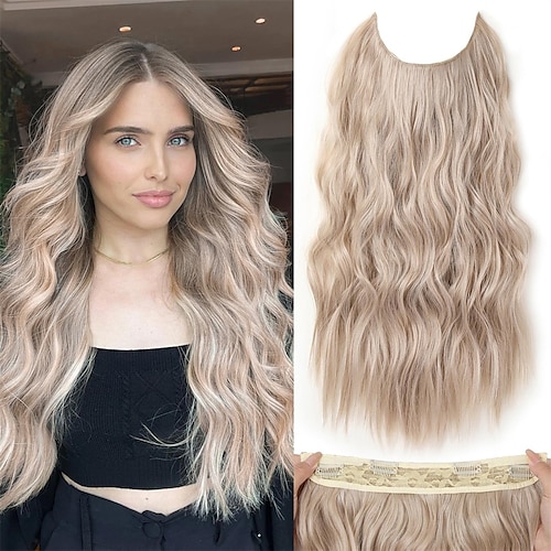 Synthetische Erweiterungen Clips Synthetische Haare Lang Haar-Verlängerung Einclipsen 1 Stück Weich Hitze Resistent Flauschige Damen Image