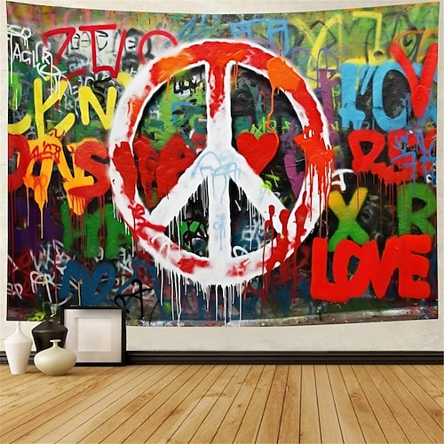 Hippie Groovy Wandteppich zum Aufhängen, Wandkunst, großer Wandteppich, Wanddekoration, Fotografie, Hintergrund, Decke, Vorhang, Zuhause, Schlafzimmer, Wohnzimmer, Dekoration, friedliche Liebe, Image