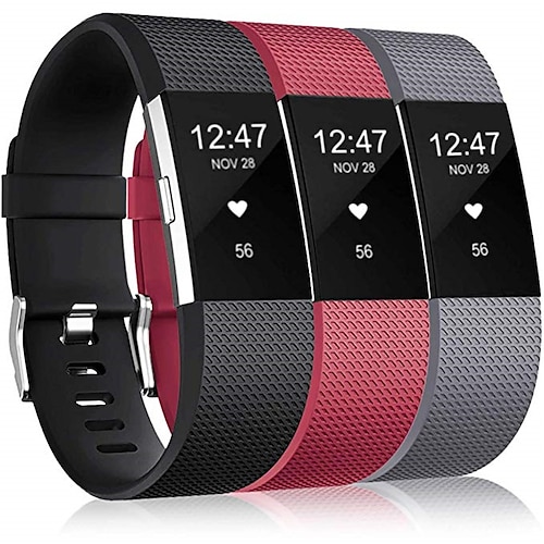 3 Stücke Smartwatch-Band für Fitbit Charge 2 Silikon Smartwatch Gurt Weich Atmungsaktiv Sportarmband Ersatz Armband Image