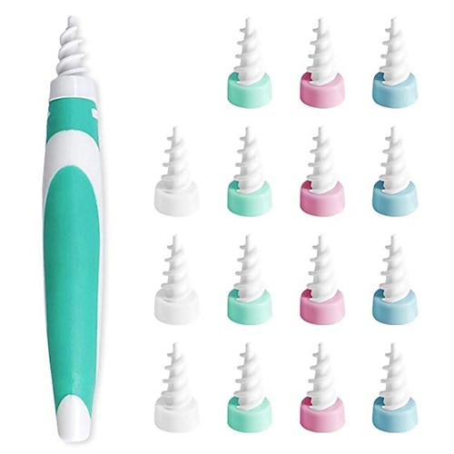 Ohrenschmalz-Entferner Ohrenschmalz-Entferner Silikon-Ohrreiniger sichere weiche Spirale intelligenter wiederverwendbarer Ohrpflücker sauberer Kit-Fänger 15 Ersatzspitzen für erwachsene Menschen Image