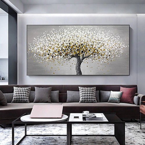 Mintura handgemachte abstrakte Baum-Blumen-Ölgemälde auf Leinwand, Wandkunst, Dekoration, moderne Bilder für Heimdekoration, gerolltes, rahmenloses, ungedehntes Gemälde Image