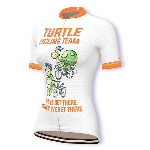 Damen Radtrikot Grafik Gemustert Lustig Kurzarm Fahhrad Trikot Oberteil mit 3 Gesäßtaschen Mountainbike MTB Straßenradsport Schnelltrocknend Weich Reflektierende Streifen Rückentasche Sport Weiß Gelb Image