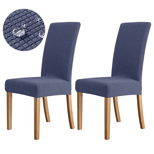 2 Stück Stuhlhussen für Esszimmerstühle, burgunderfarben, wasserabweisend, Stretch-Stuhlsitzbezug aus Spandex mit elastischem Bodenschutz für Esszimmer, Hochzeitszeremonie, langlebig, waschbar Image