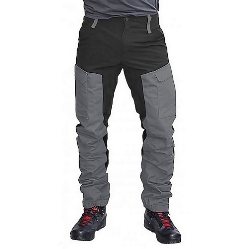 Herren Cargohose Cargohosen Cargohose Cargohosen Wanderhose Knopf Multi Pocket Elastischer Ärmelbund Farbblock Komfort Schnelltrocknend Casual Täglich Festtage Sport Modisch Purpur Orange Image