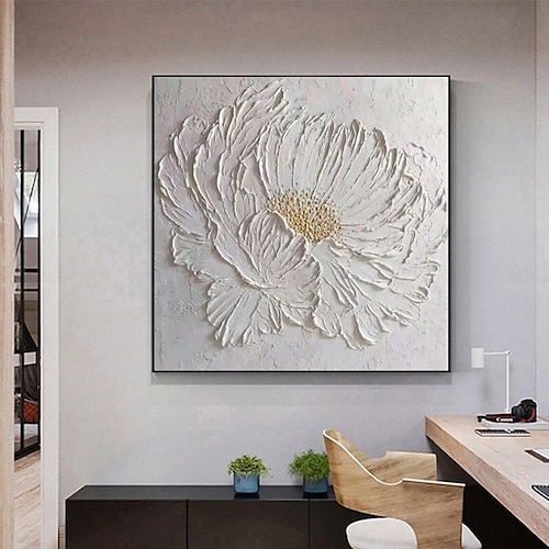 Manuell Handgemacht Hang-Ölgemälde Handgemalte Quadratisch Abstrakt Blumenmuster / Botanisch Modern Realismus Ohne Innenrahmen (ohne Rahmen) Image