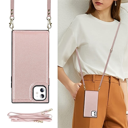 Handy Hülle Handyhüllen Für iPhone 17 Pro Max 17 Air 16 15 14 Pro Max Plus 16e 13 12 11 Pro Max Mini Brieftaschenhülle Mit Ständer mit Trageriemen PU-Leder Image