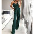 Overalls Kleider für Hochzeitsgäste Jumpsuit Kleid Partykleidung Hochzeitsfeier Boden-Länge Ärmellos Trägerlos Stretchstoff mit Tasche 2024