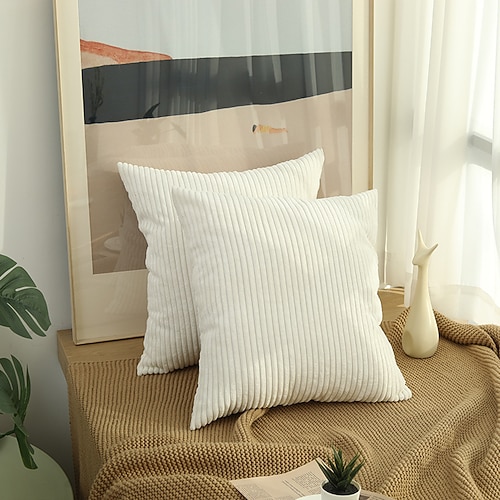 Dekorative Wurfkissen, 1 Stück, schlichter Cord-Kissenbezug, einfacher Maisstreifen-Kissenbezug, reine Farbe, Plüschkissen, mehrfarbig, Sofa-Umarmungskissenbezug, rosa, blau, salbeigrün, lila, gelb Image