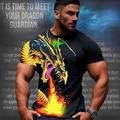 Drachenwächter x lu Herren Herren Feuer Drache Fabelwesen Dark Style Streetwear T-Shirt kurze Ärmel