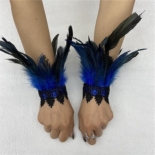 Retro Vintage Punk Gothic Handschuhe Federspitze Hexe Maleficent Spitze Kostüm Damen Fantasie Steampunk Walpurgisnacht Maskerade Party / Abend Erwachsene Handschuhe Image