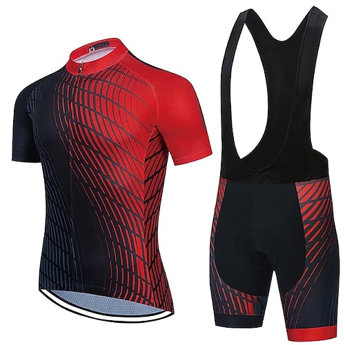 Kurzarm-Radtrikot für Herren mit Trägerhose blau Fahrrad 3D-Pad atmungsaktiv schnell trocknend Sportbekleidung Bekleidung Image
