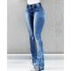 damen mode jeans schlaghose weites bein schlitz ausgeschnitten bodenlang hose lässig wochenende mikro-elastisch uni komfort dunkelblau 2xl