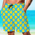 Herren Tier Grafik-Drucke Kleine gelbe Ente Badeshorts Boardshorts Badeshorts Badehose Schwimmshorts Mittlere Taillenlinie Hawaiianisch Boho Casual Täglich Festtage Kordelzug mit Mesh-Futter