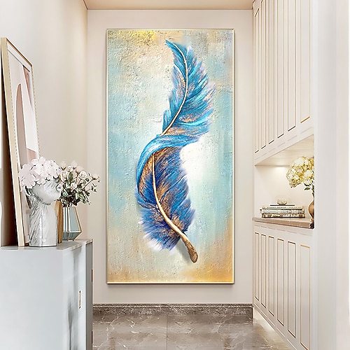 Großes Wandkunstgemälde, handgefertigtes Federölgemälde, handgemaltes schweres Texturgemälde, abstraktes Kunstwerk für Wohnzimmer, Heimdekoration, Dekor, gerollte Leinwand Image