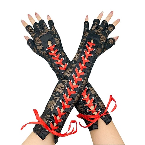 Goldene Zwanziger Punk Gothic 17. Jahrhundert Handschuhe Pestdoktor Einfarbig Patchwork Kostüm Damen Handschuhe Image