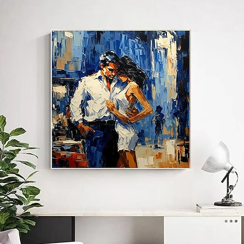 Tango-Leinwand-Kunst, handgemaltes Ölgemälde, Romantik-Tanz-Wandkunst, Romantik-Paar-Wandkunst, tanzendes Paar, Leinwand für Heimdekoration, ohne Rahmen Image